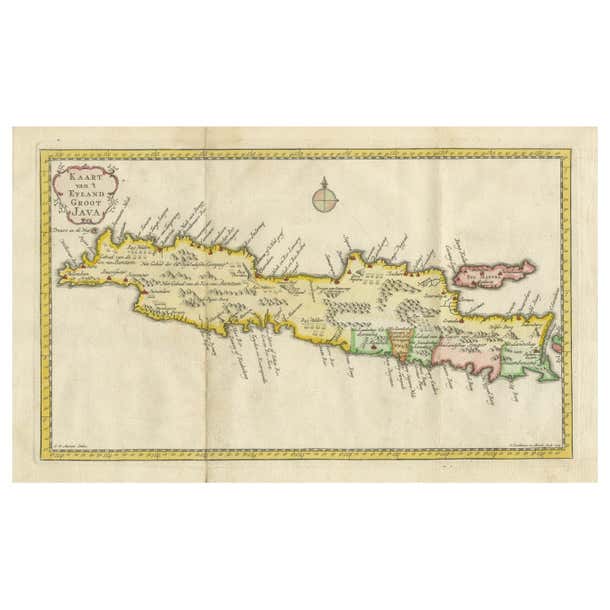 Indonesia Old Java Scarce Antique Map of the Island of Java, Indonesia For Sale at 1stDibs ...