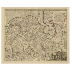 Antike Karte von Groningen mit zeitgenössischer Handkolorierung