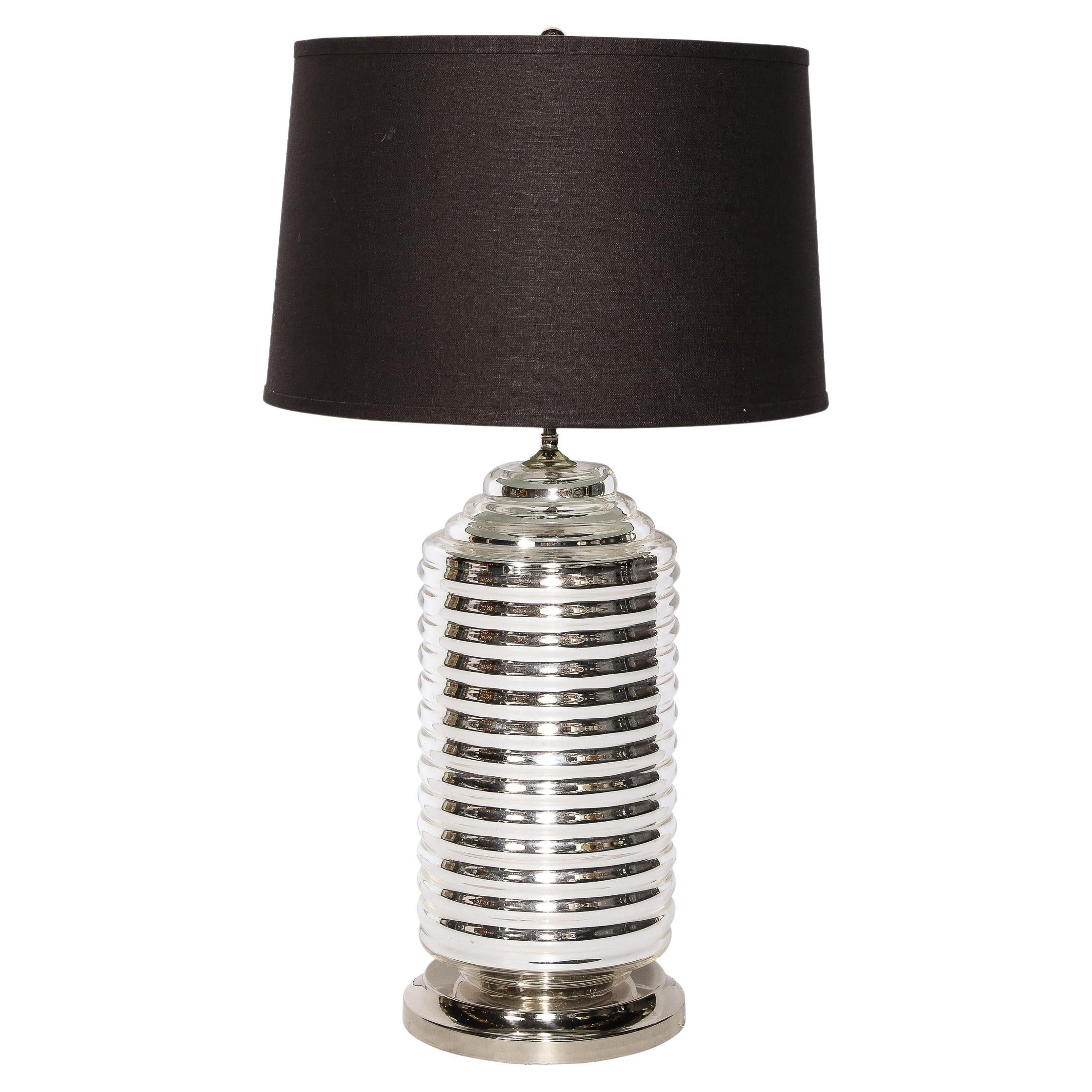 Modernistische mundgeblasene Murano-Tischlampe in Hive-Form aus Quecksilberglas im Angebot