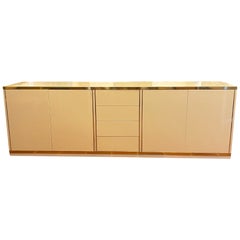1980s Regency Hollywood Sideboard in Ivory Lacquered Wood