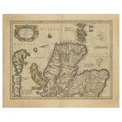 Originale antike Karte des nördlichen Teils von Schottland, um 1640