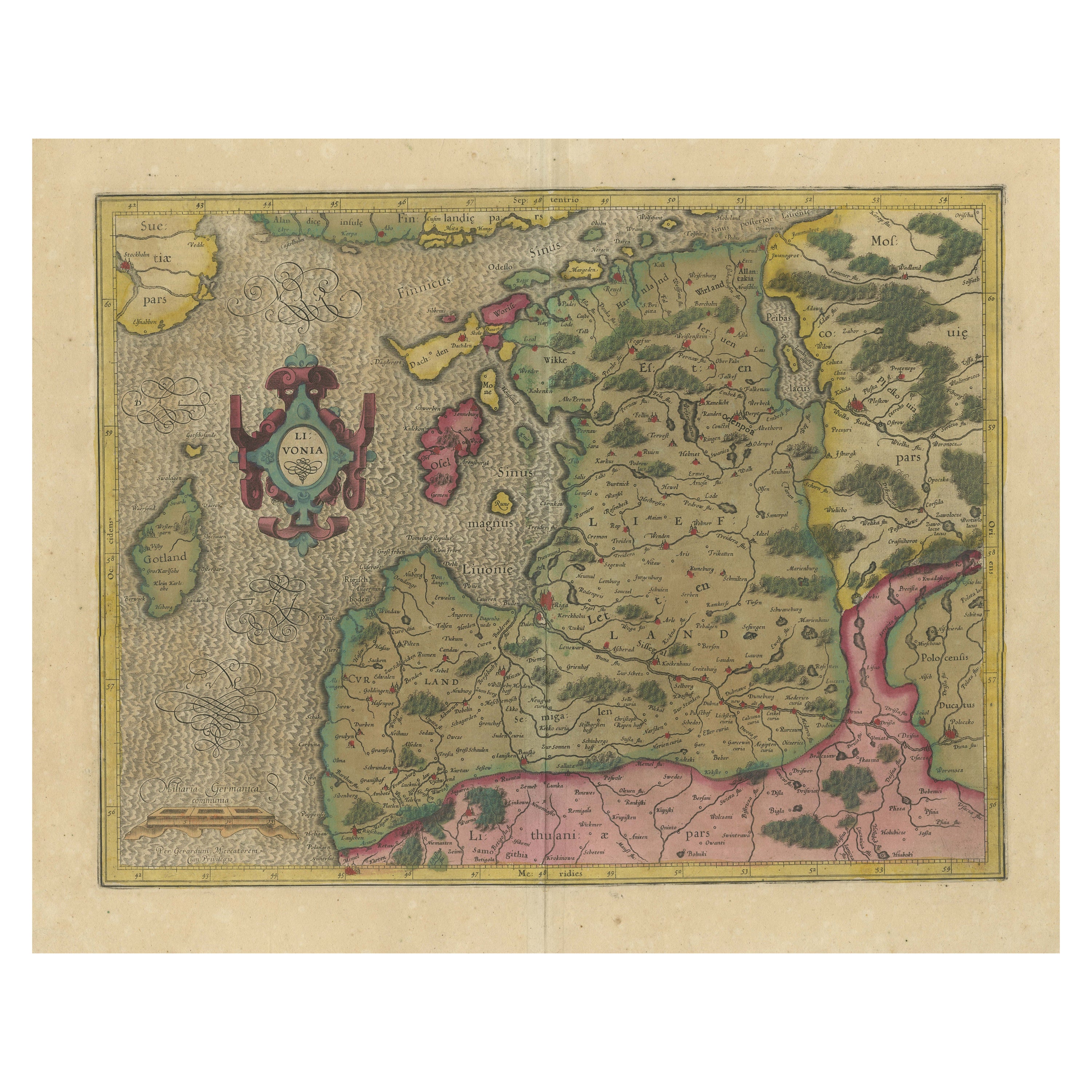 Original Antique Map of the Northern Baltic Region For Sale