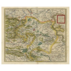 Carta geografica antica della regione di Mansfeld, Sassonia-Anhalt, Germania