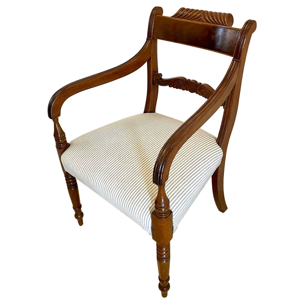 Antique Regency Quality Carved Mahogany Desk Chair For Sale