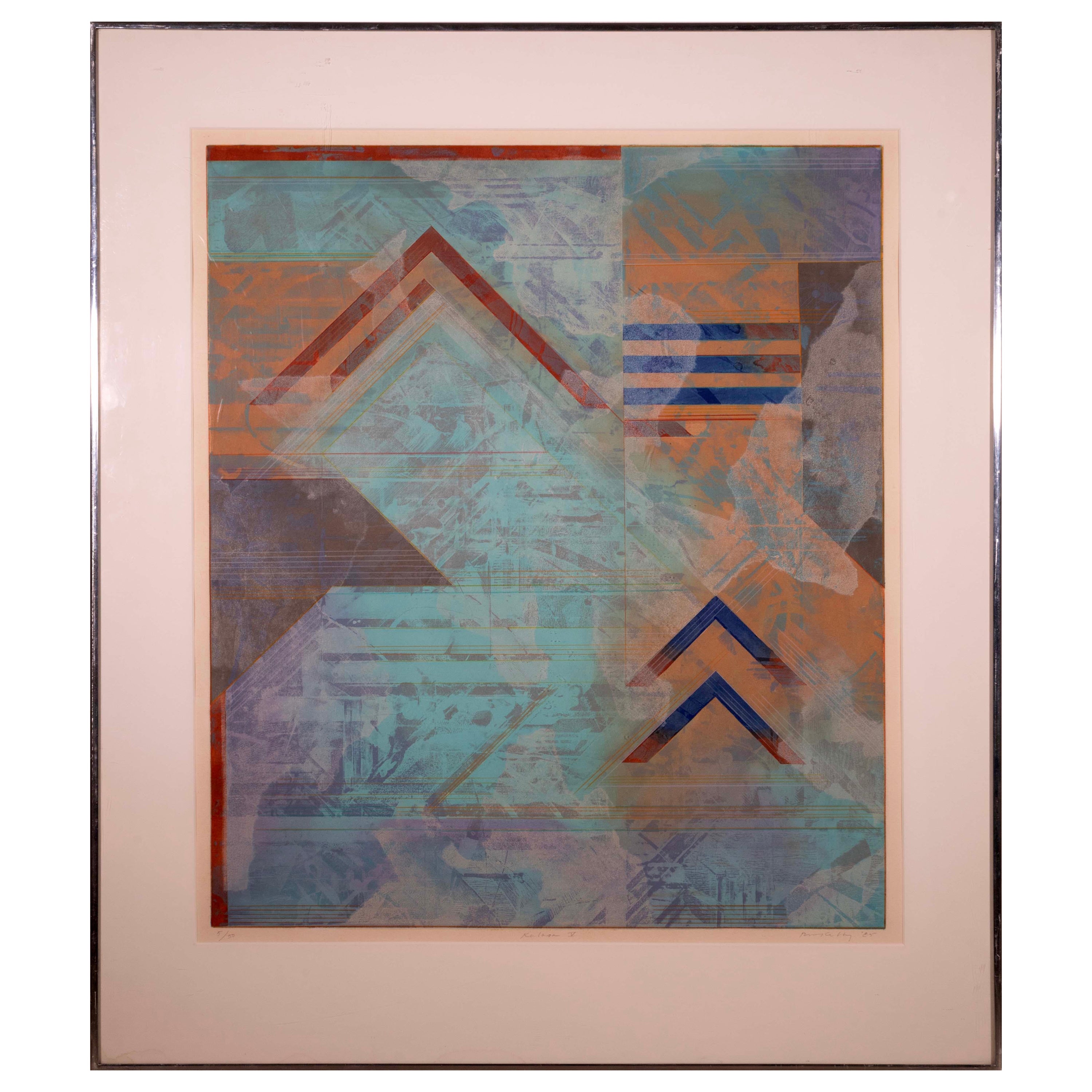 Robert Kelly Kalasa V Signed Modern Abstract Aquatint Etching 5/50 Framed, 1985