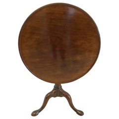 Antique George III 18th Century Quality Figured Mahogany Dish Top Tripod Table