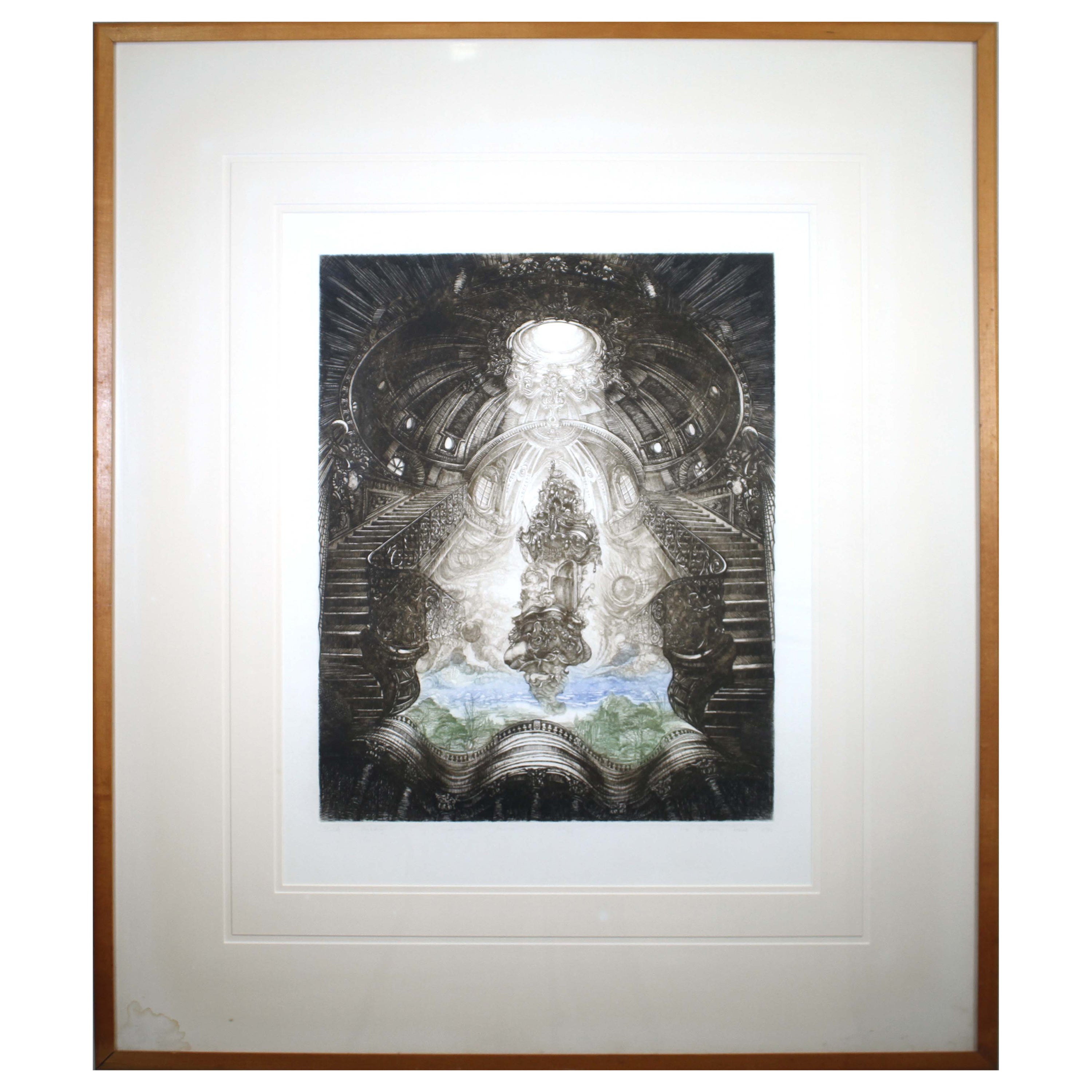 Barbara Rosiak Statek Ariadny Signed Aquatint Etching on Paper 20/30 Framed 1980 For Sale