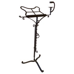 Used Arts and Crafts Style Hand Forged Wrought Iron Lectern Music Stand 