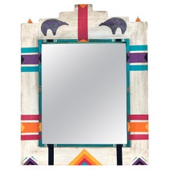 Vintage Mid Size Native American Art Inspired Wall Mirror, circa 1980s
