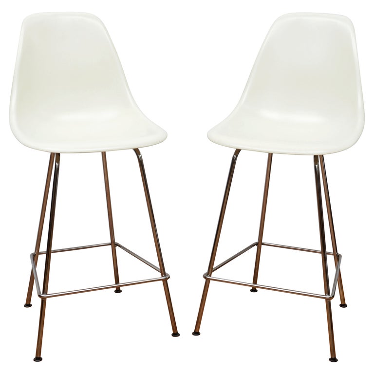 Eames for Herman Miller Pair of Molded Fiberglass Bar Stools 2000s