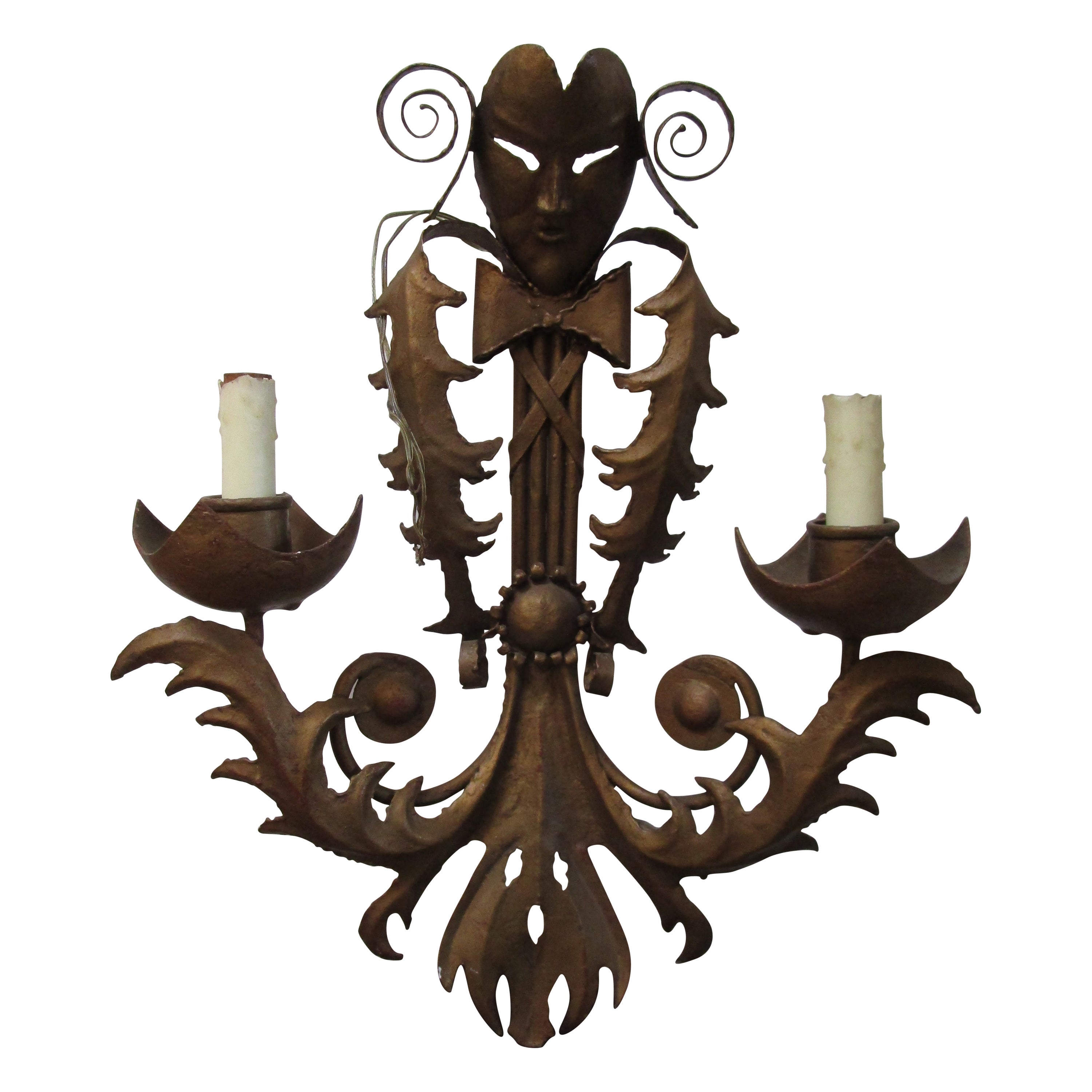 Messing vergoldet Zwei-Kerzen-Kerze Französisch Stil Sconce
