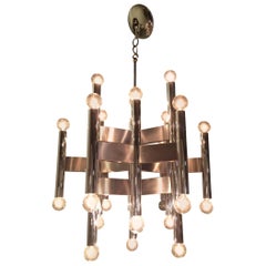 Chrome Modernist Chandelier Attributed to Sciolari