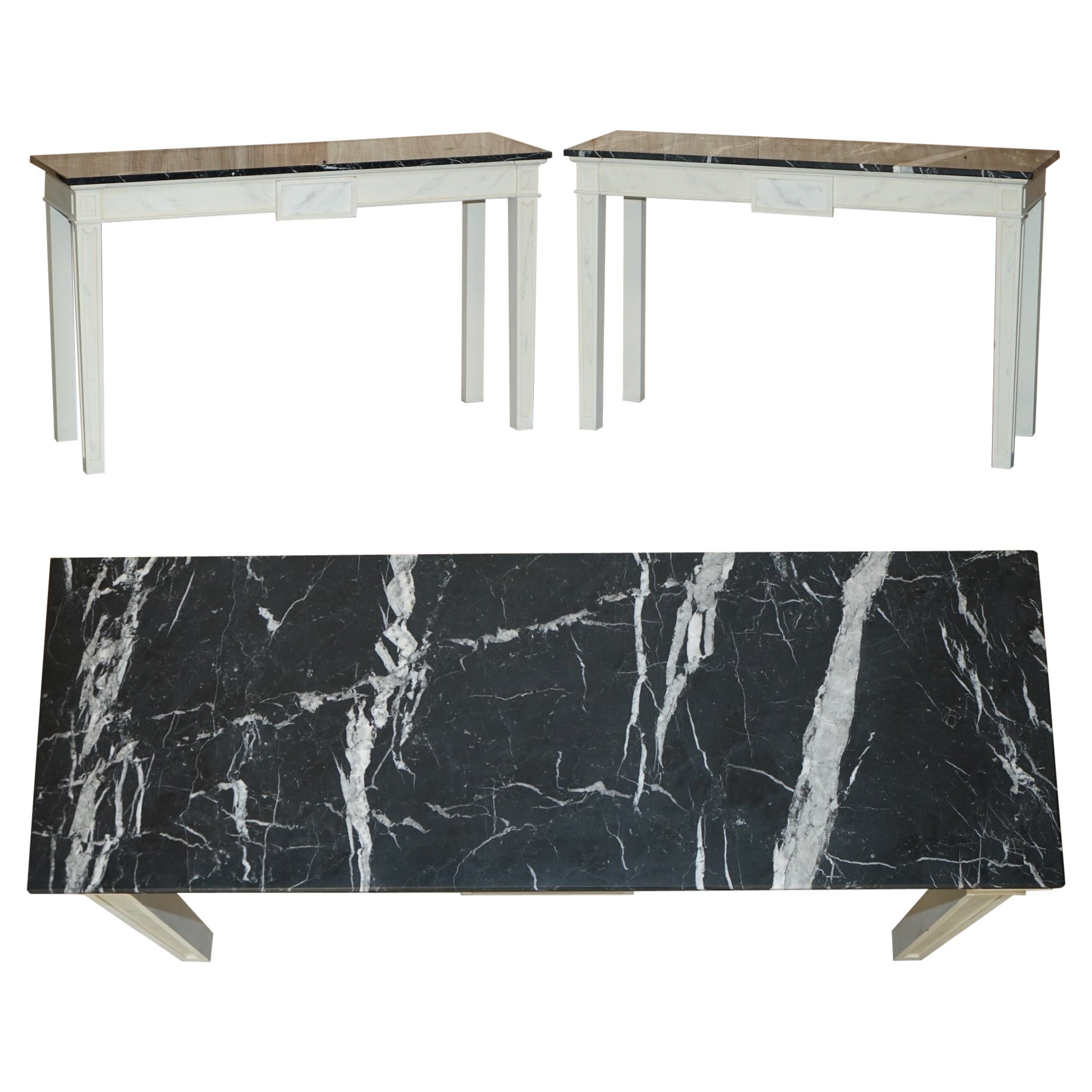 Importante paire de tables consoles surmontées de marbre de la princesse Diana's Spencer House
