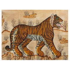 1970s Jaime Parlade Designer Hand Painting "Tiger" Oil on Canvas