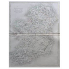 Large Original Antique Map of Ireland by Sidney Hall, 1847