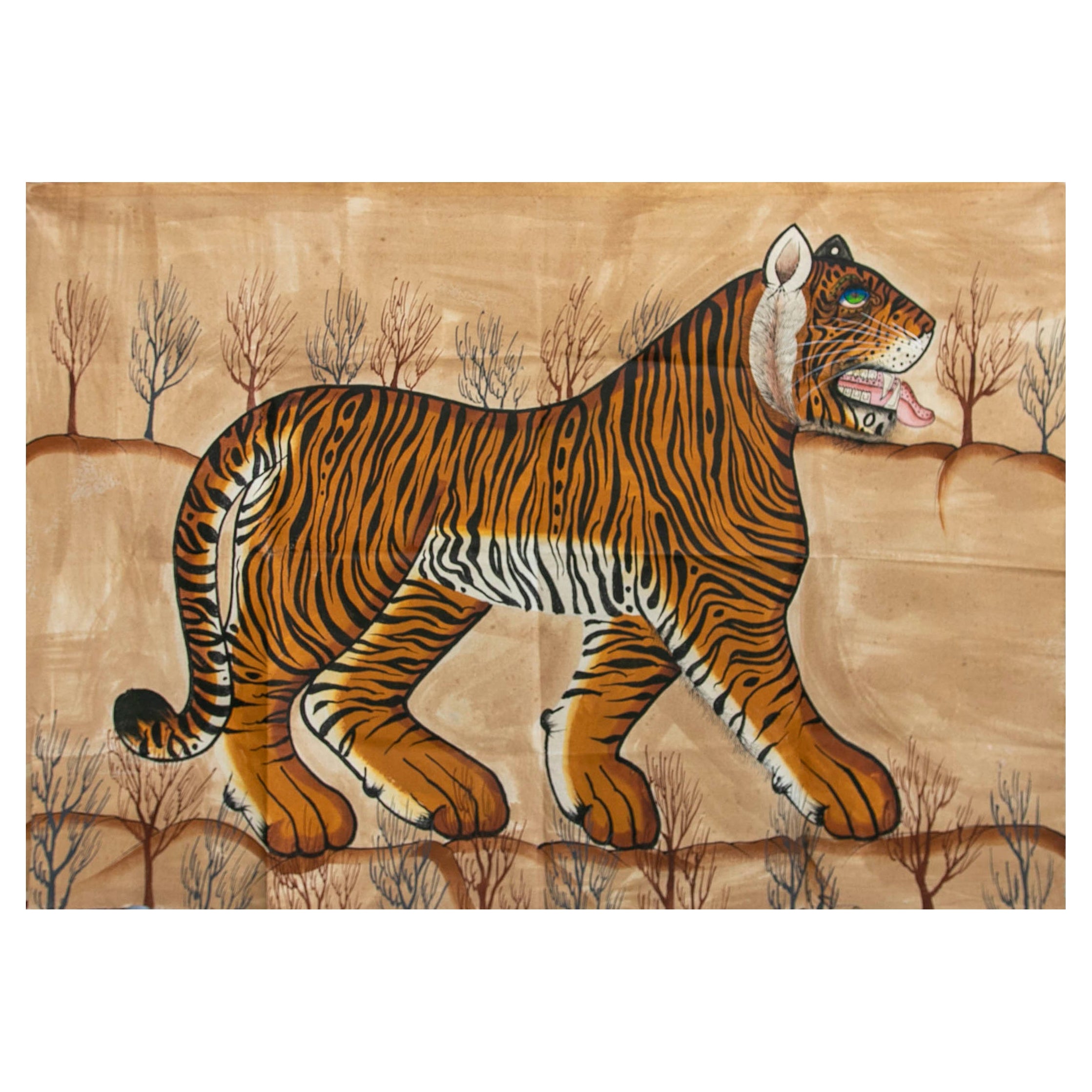 1970s Jaime Parlade Pintura a mano de diseño "Tigre" Óleo sobre lienzo