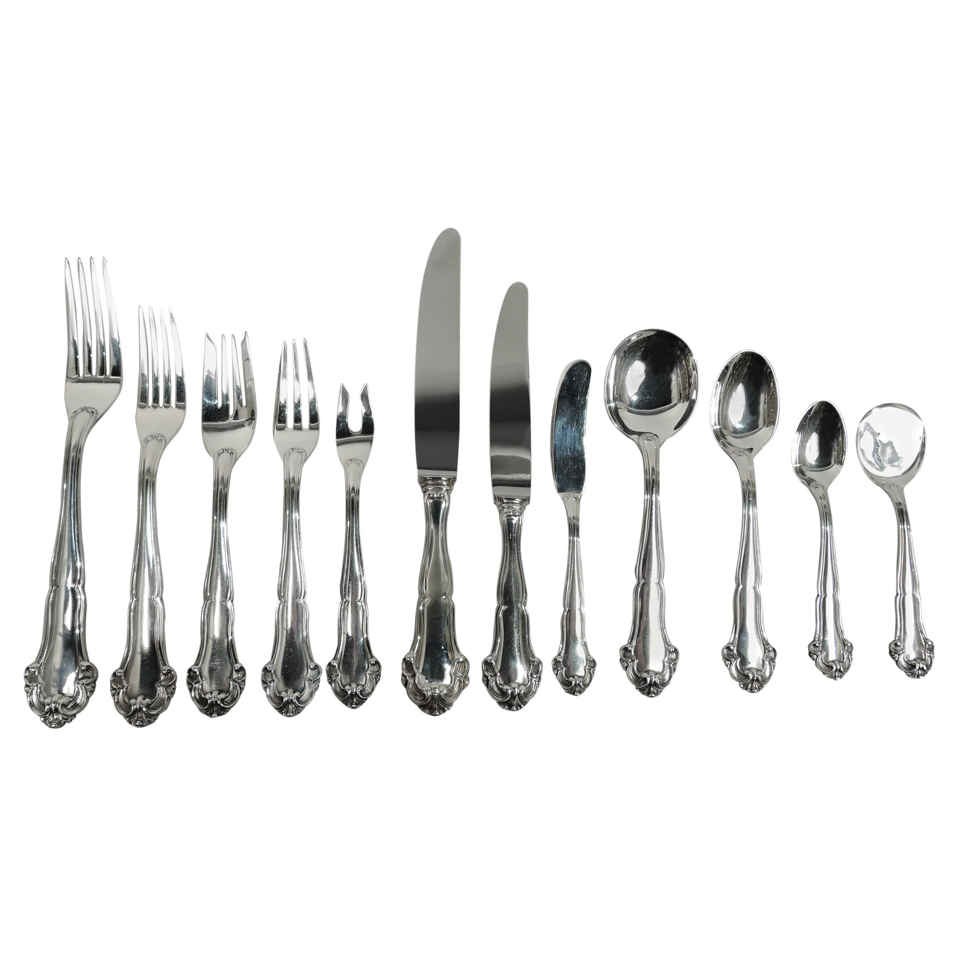 Buccellati Grande Imperiale Sterling Silver Dinner & Lunch Set for 16 For Sale