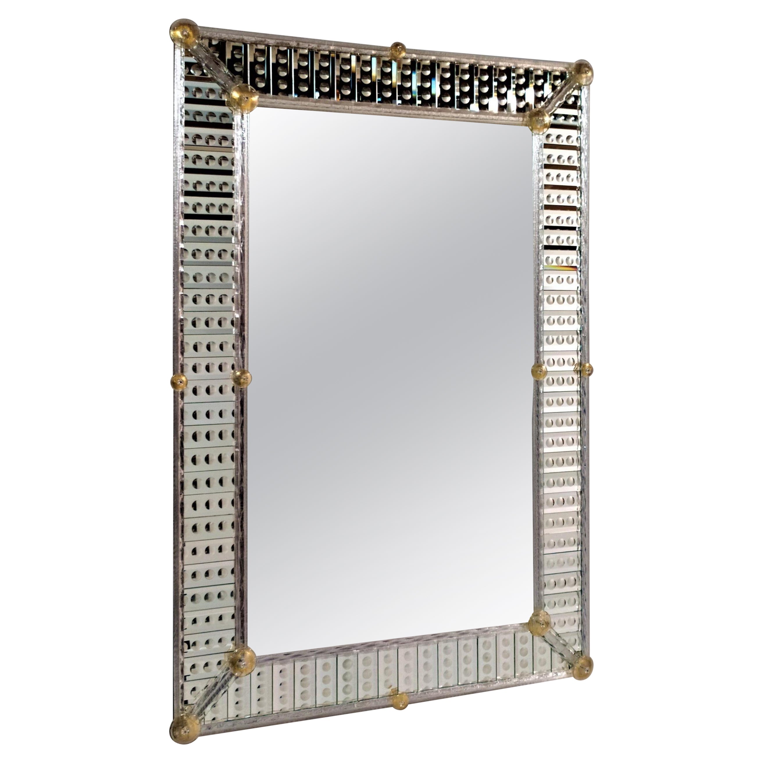 "Padova" Murano Glass Mirror Rectangular, in Venetian Style by Fratelli Tosi For Sale