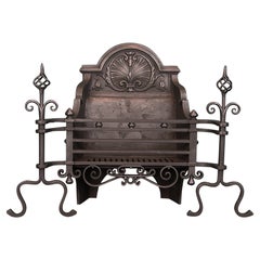 Antique Arts & Crafts Black Wrought Fire Grate