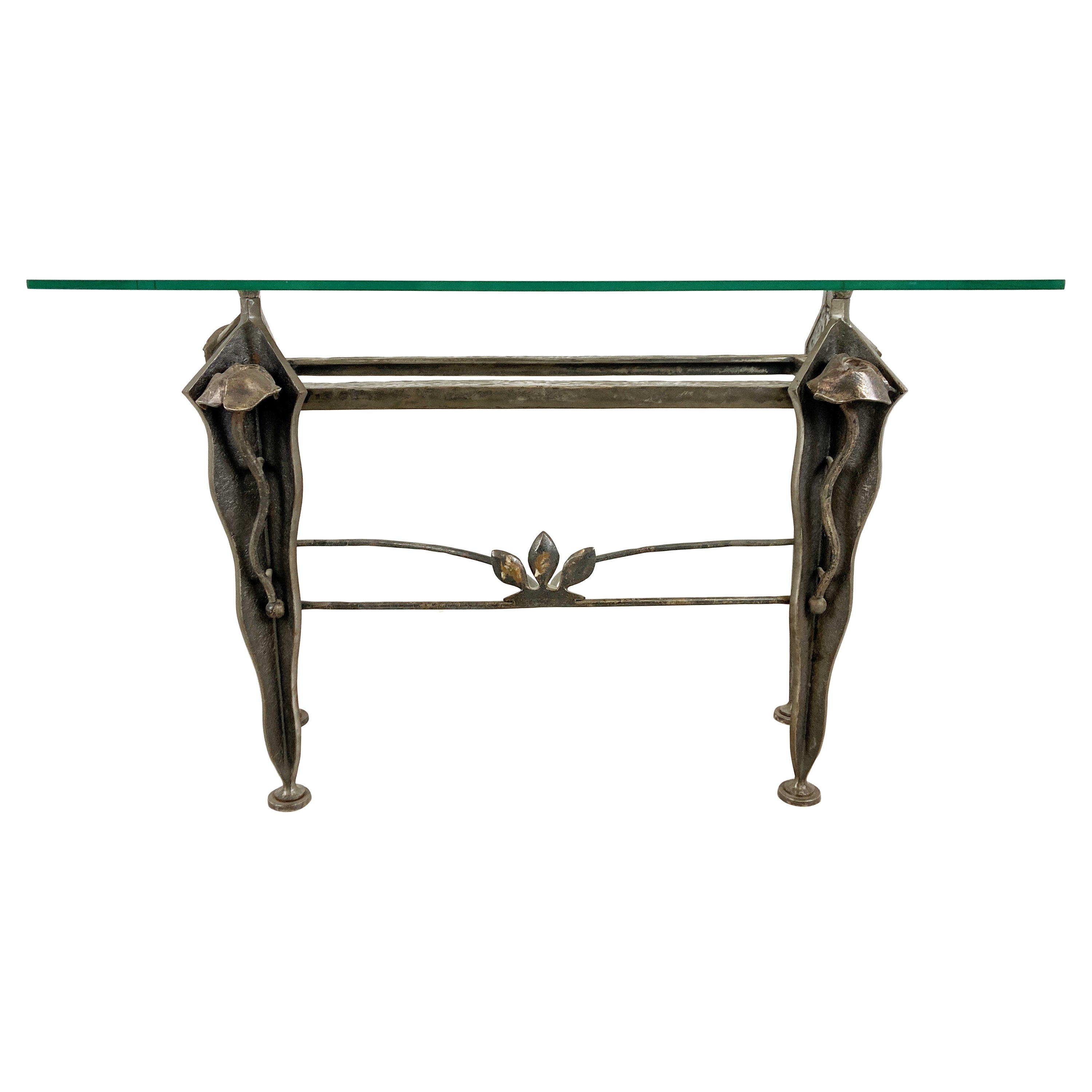 Sculpted Metal Console Table, 1970s 