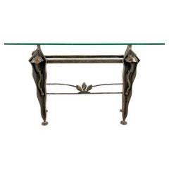Sculpted Metal Console Table, 1970s 