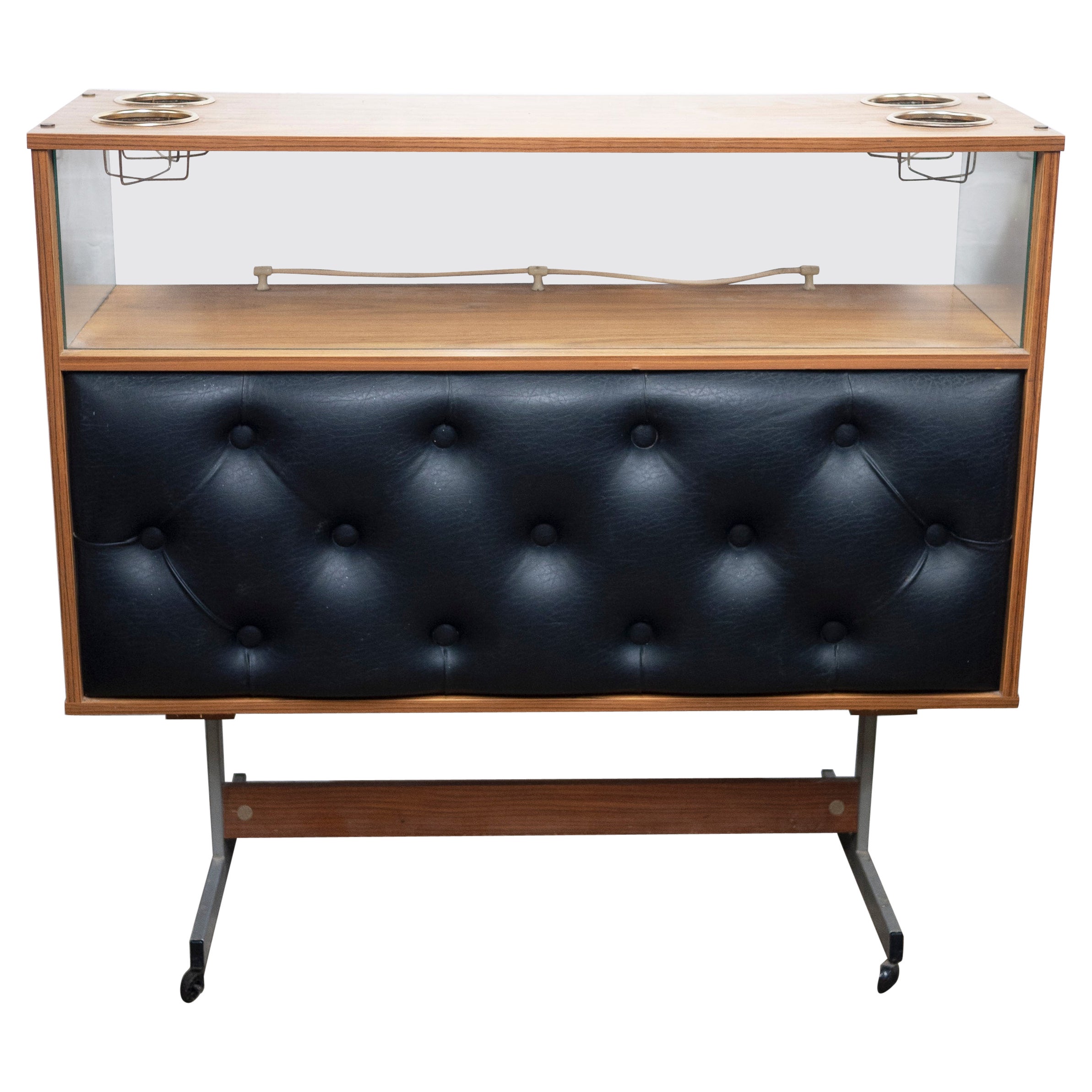Vintage Padded Fronted Formica Home Bar, 1950s For Sale