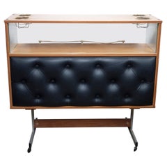 Vintage Padded Fronted Formica Home Bar, 1950s
