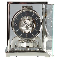 Vintage Jaeger LeCoultre, Silver Atmos Clock from 1979, Revised and New Nickel-Plated