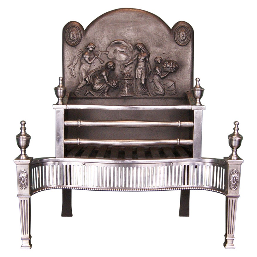 A 19th Century Polished Steel Serpentine Fire Grate