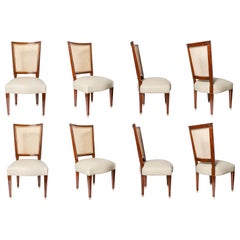 Set of Eight Wood, Rattan and Leather Chairs by Casa Comte, Argentina, 1940