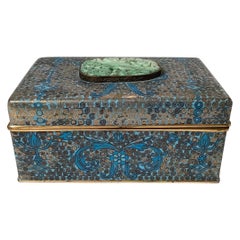 Chinese Cloissone Box with Carved Jade Plaque, circa 1900