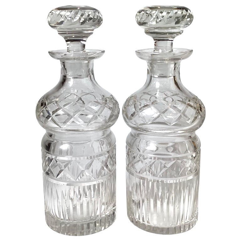 Pait of 19th Century Cut Glass Spirit Decanters For Sale at 1stDibs