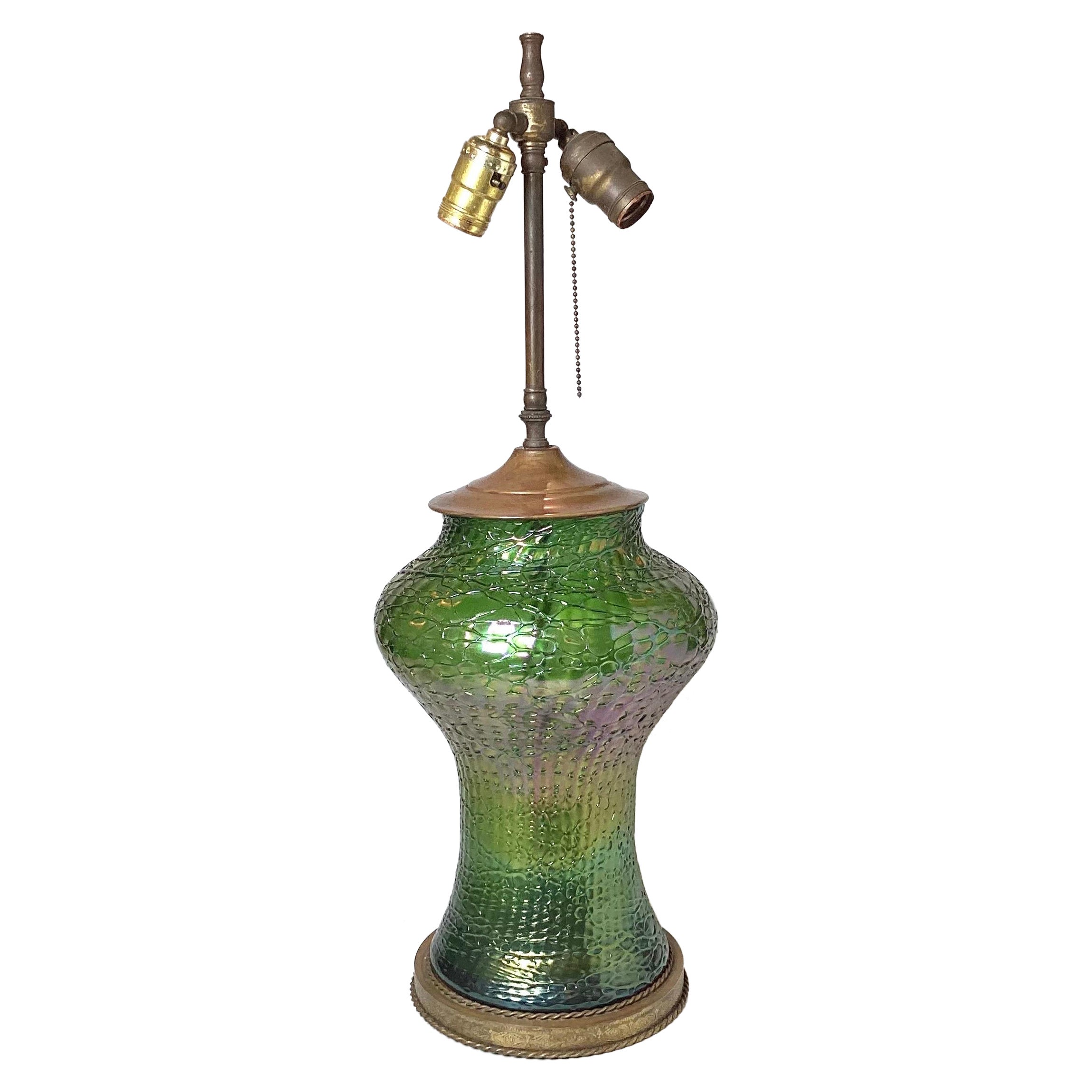 Early 20th Century Iridescent Glass Lamp Attributed to Loetz