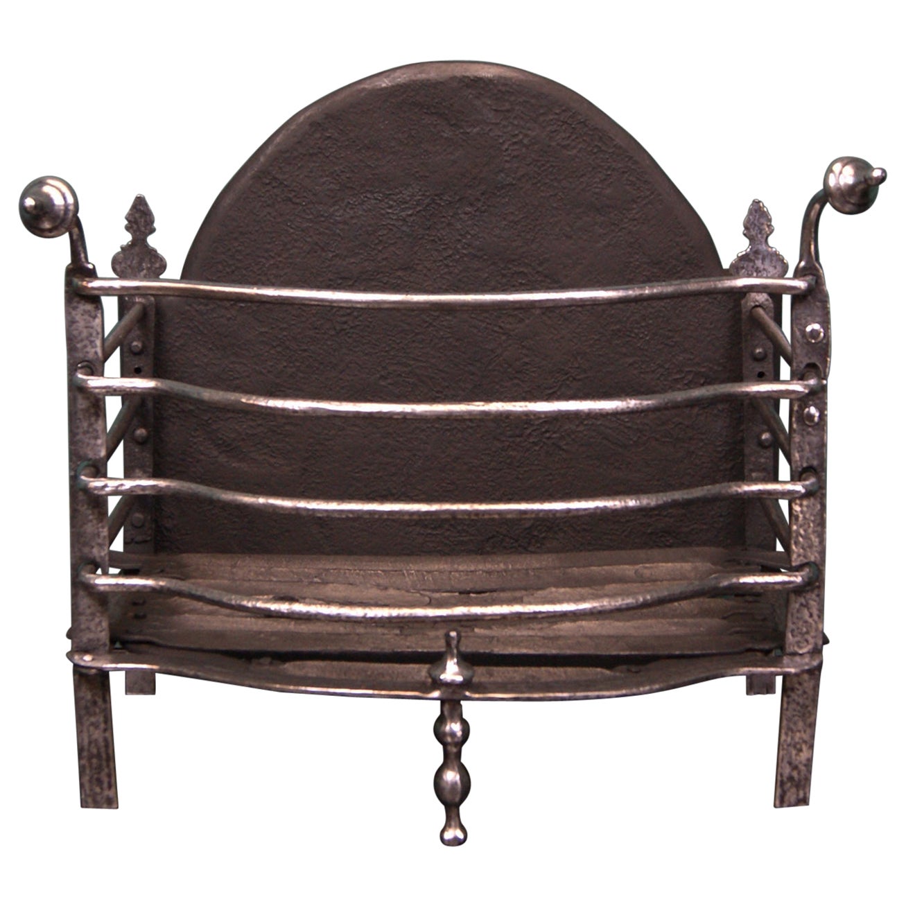 Polished Wrought 18th Century Fire Basket in the Dutch Form