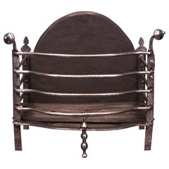 Antique Polished Wrought 18th Century Fire Basket in the Dutch Form