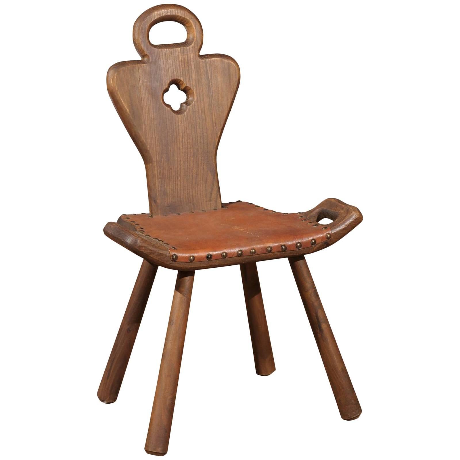 ARTS AND CRAFTS 3 LEGGED LEATHER SLING CHAIR at 1stDibs