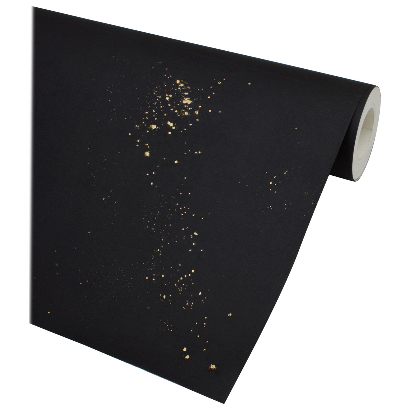 Black and Gold Hand Guilded Wallpaper, Non-Repeating Mural, Made by Hand in UK For Sale