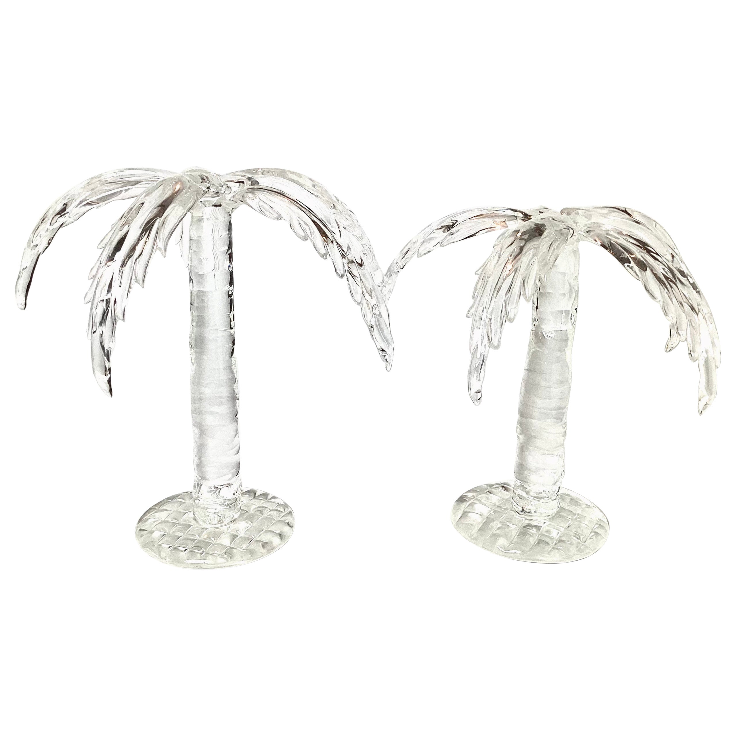 Pair of Crystal Palm Trees, Italy, 1970s