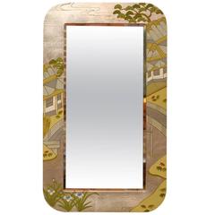 Hollywood Regency Silver Chinoiserie Mirror