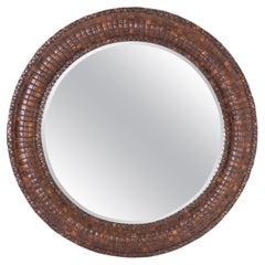  Grand miroir rond en coquille de noix de coco Maitland-Smith 