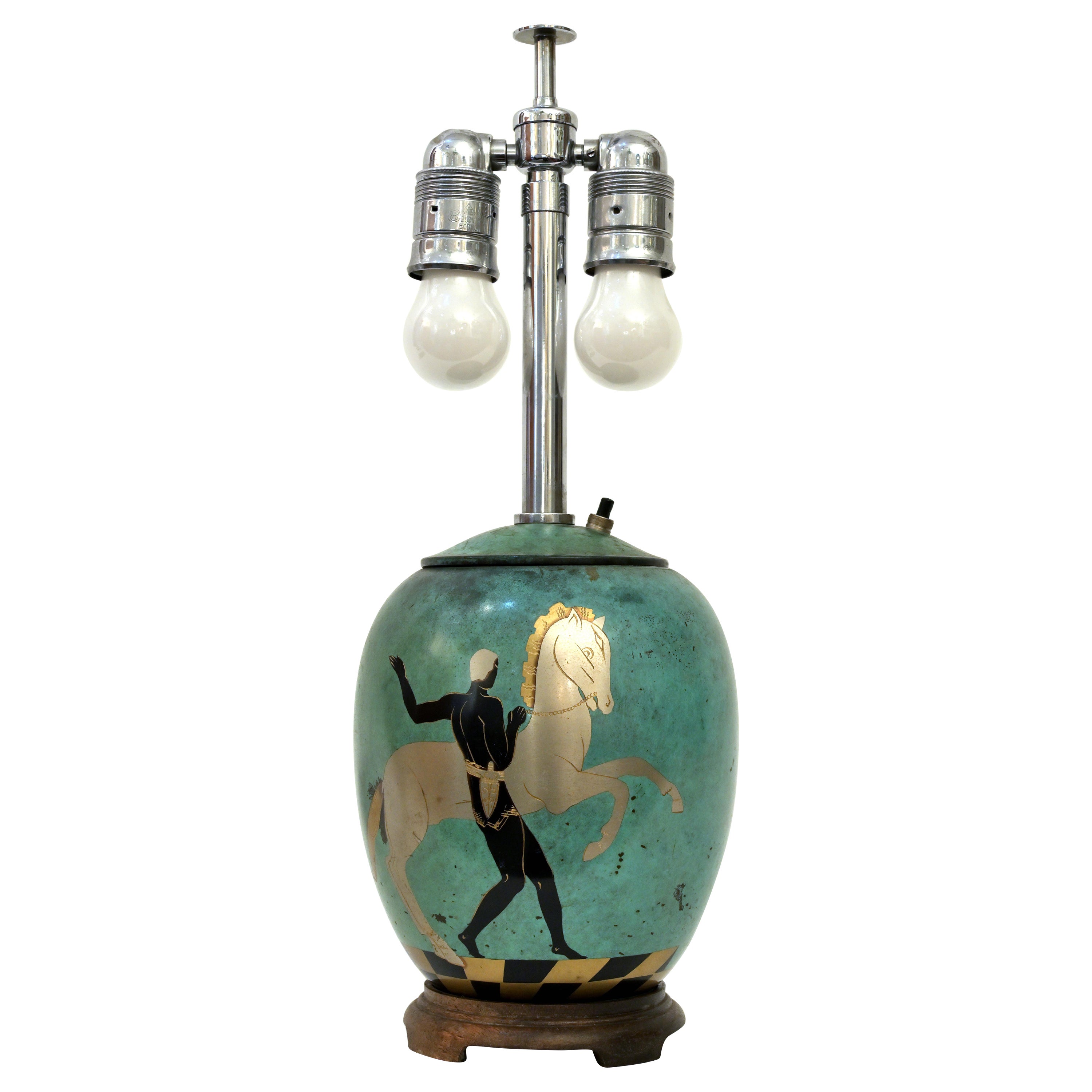Patinierte Verdigris-Tischlampe „Ikora“ von WMF Company, 1920er Jahre