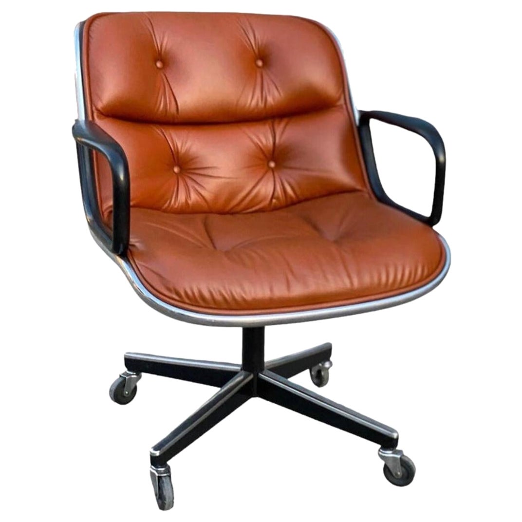 Charles Pollock Desk Chair by Knoll in Burnt Orange For Sale