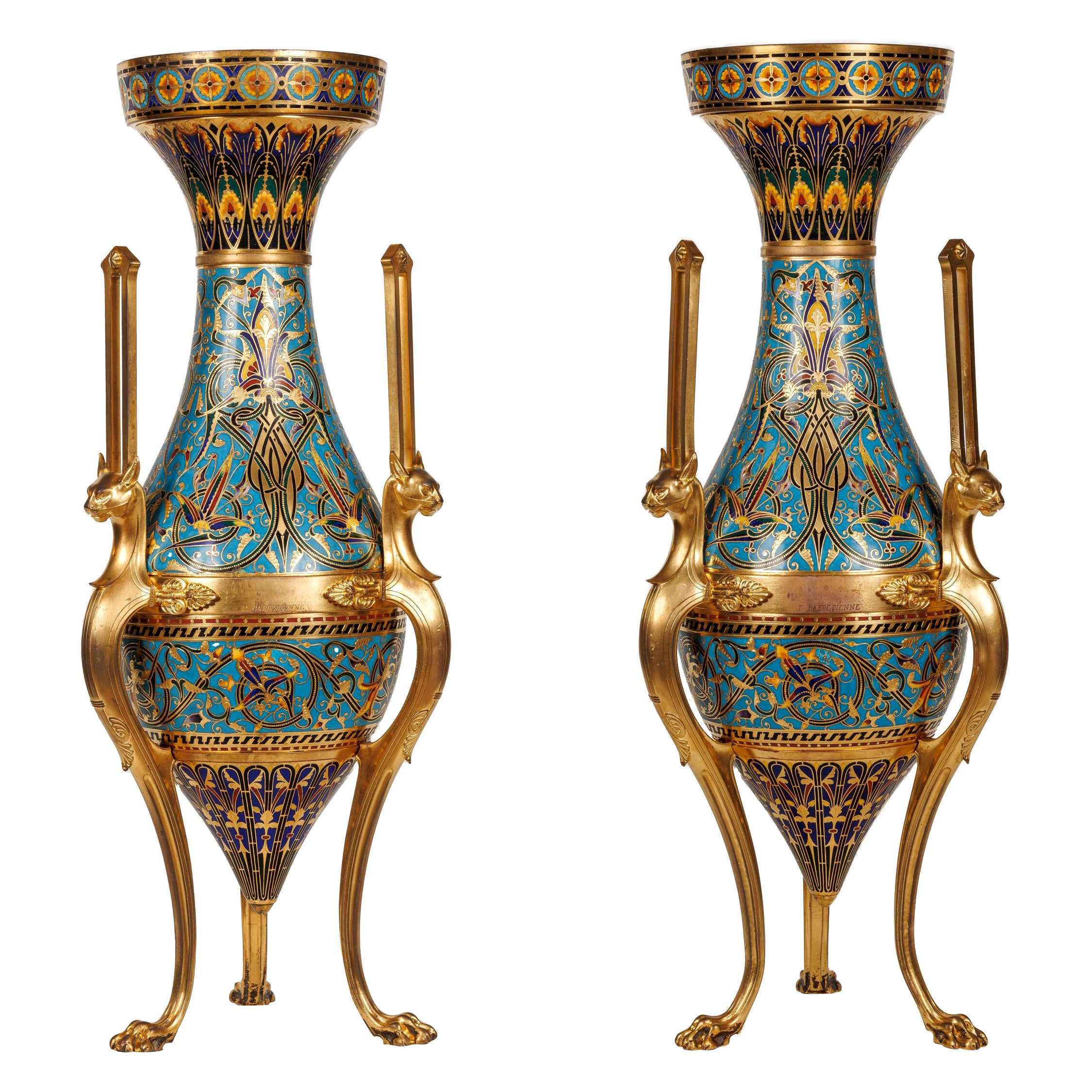 Außergewöhnliches Vasenpaar von Louis Constant Sevin und Ferdinand Barbedienne