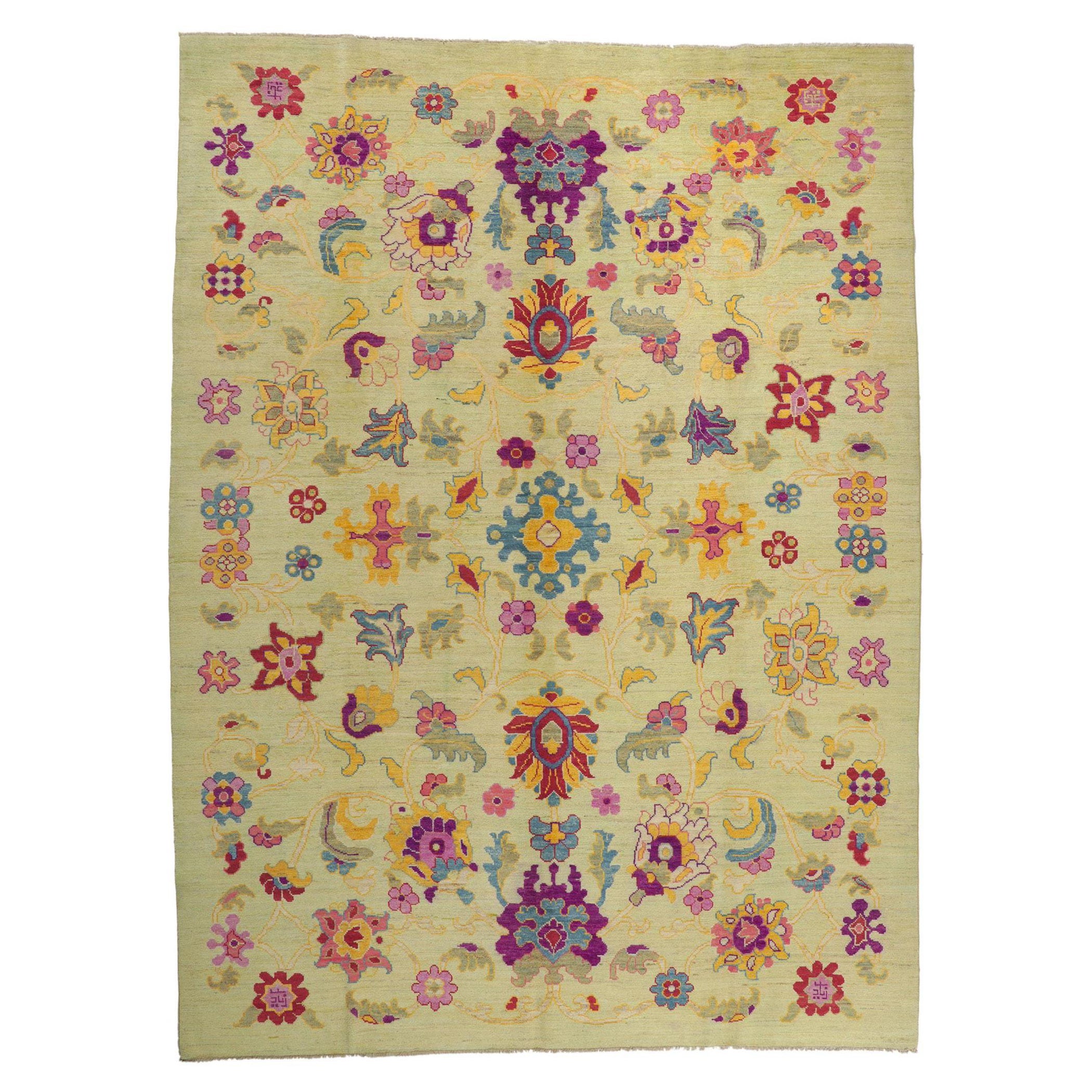 New Colorful Turkish Oushak Rug For Sale