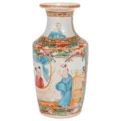 Antique Miniature Chinese Rose Medallion Porcelain Vase