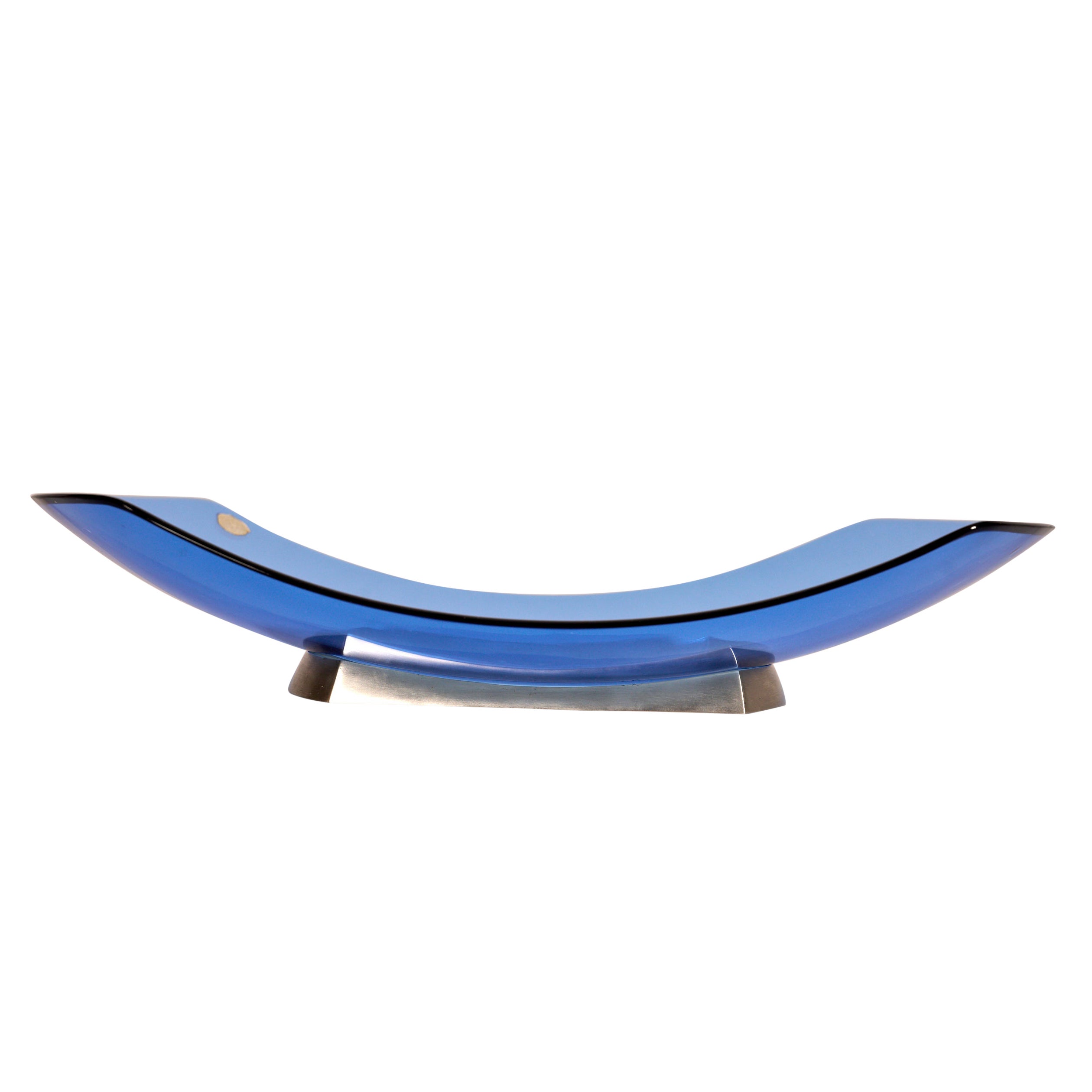 Fruit Bowl in Blue Glass by Max Ingrand for Fontana Arte "Model 1419", c 1960 For Sale