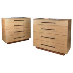 Pair of Oak & Leather Chests by Gilbert Rohde for Herman Miller