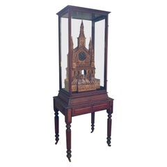 Antique 19th Century Handmade Church Clock in Original Glass Case