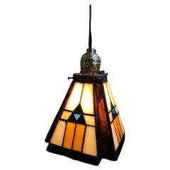 Handcrafted Mission Style Stain Leaded Glass Shade, 2 Available