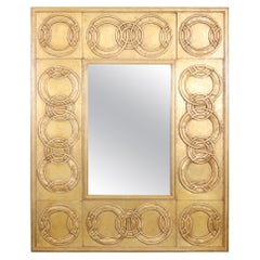Vintage French Directoire Style Gold Gilt Rectangle Wall Hanging Mirror